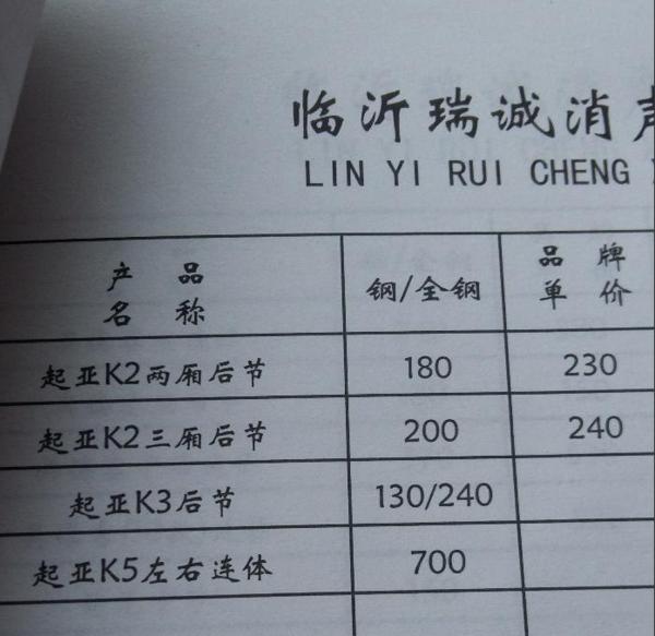 东风起亚k3后节排气管多少钱，起亚k3尾部排气管多少钱
