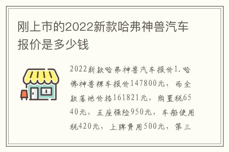 刚上市的2022新款哈弗神兽汽车报价是多少钱