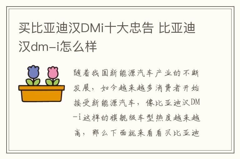 买比亚迪汉DMi十大忠告 比亚迪汉dm-i怎么样