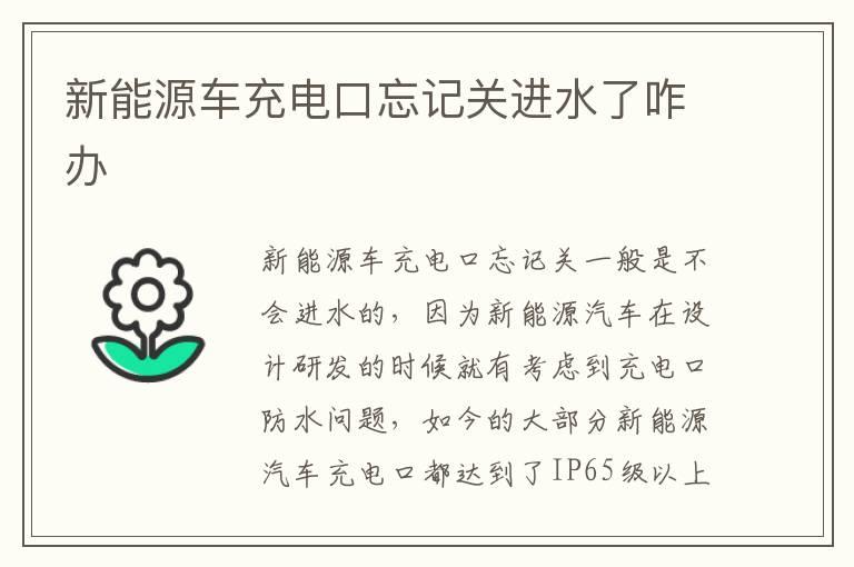 新能源车充电口忘记关进水了咋办