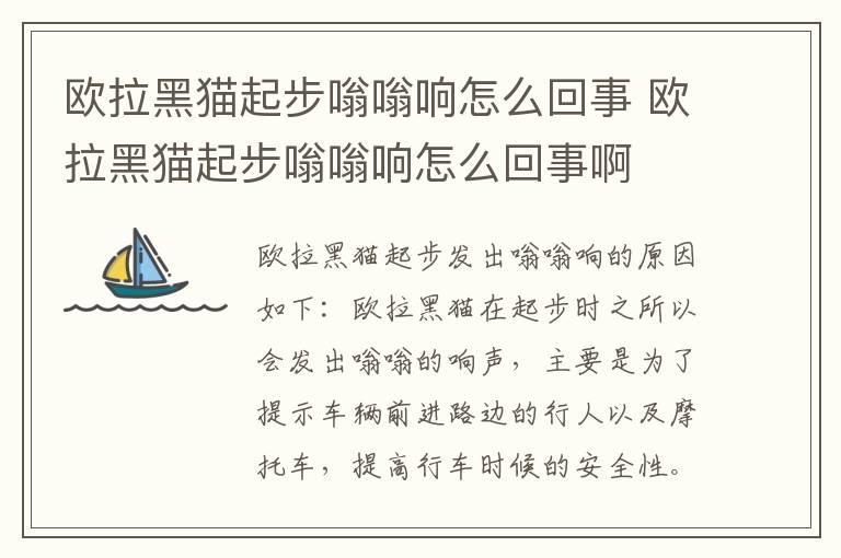 欧拉黑猫起步嗡嗡响怎么回事 欧拉黑猫起步嗡嗡响怎么回事啊