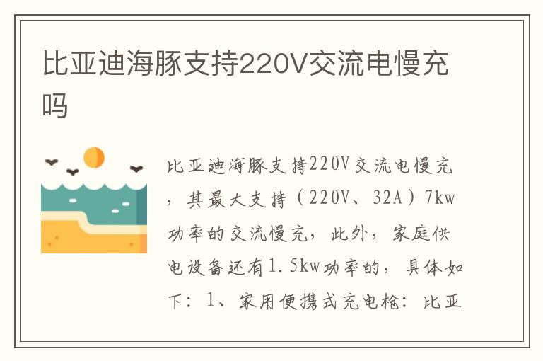 比亚迪海豚支持220V交流电慢充吗