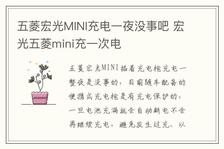 五菱宏光MINI充电一夜没事吧 宏光五菱mini充一次电