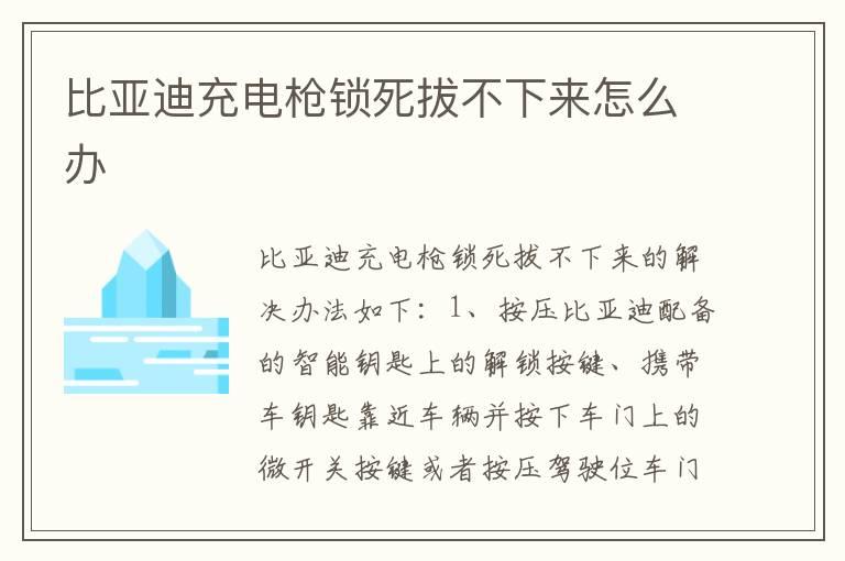 比亚迪充电枪锁死拔不下来怎么办