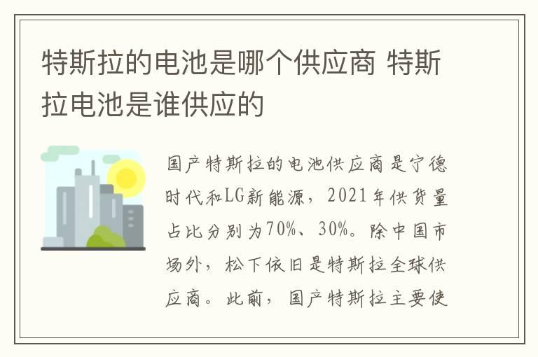 特斯拉的电池是哪个供应商 特斯拉电池是谁供应的