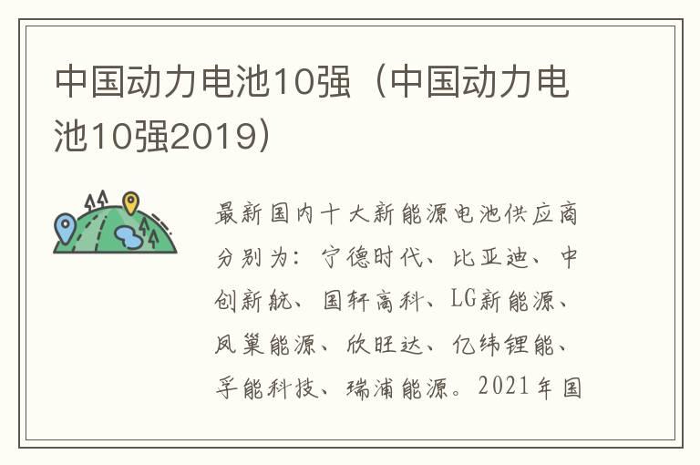 中国动力电池10强（中国动力电池10强2019）