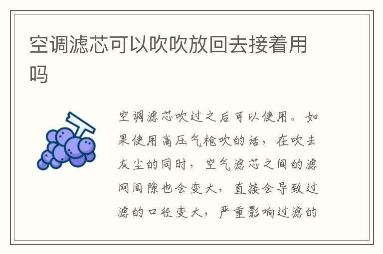 空调滤芯可以吹吹放回去接着用吗