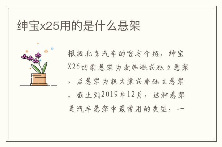 绅宝x25用的是什么悬架