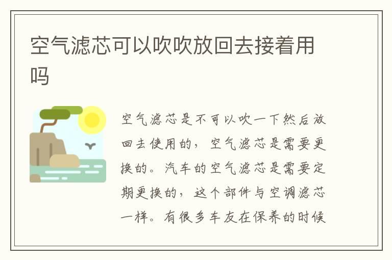 空气滤芯可以吹吹放回去接着用吗