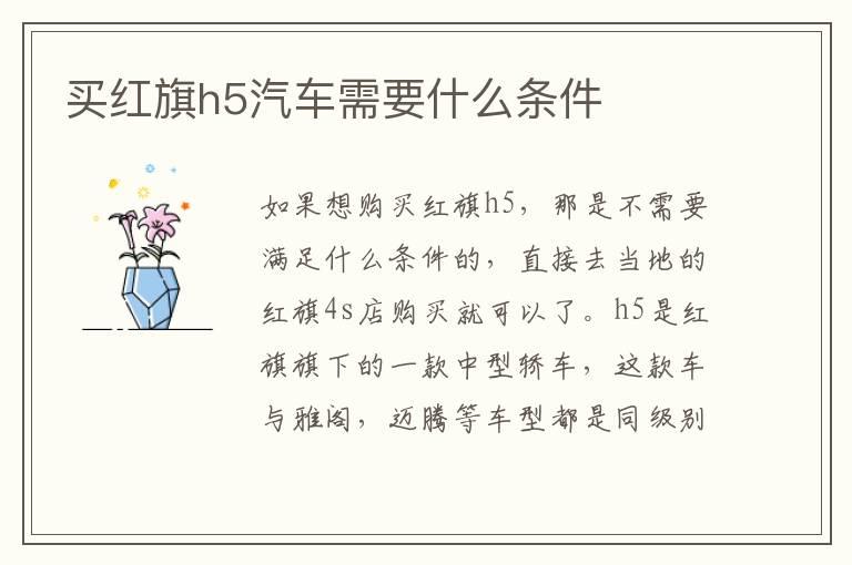 买红旗h5汽车需要什么条件