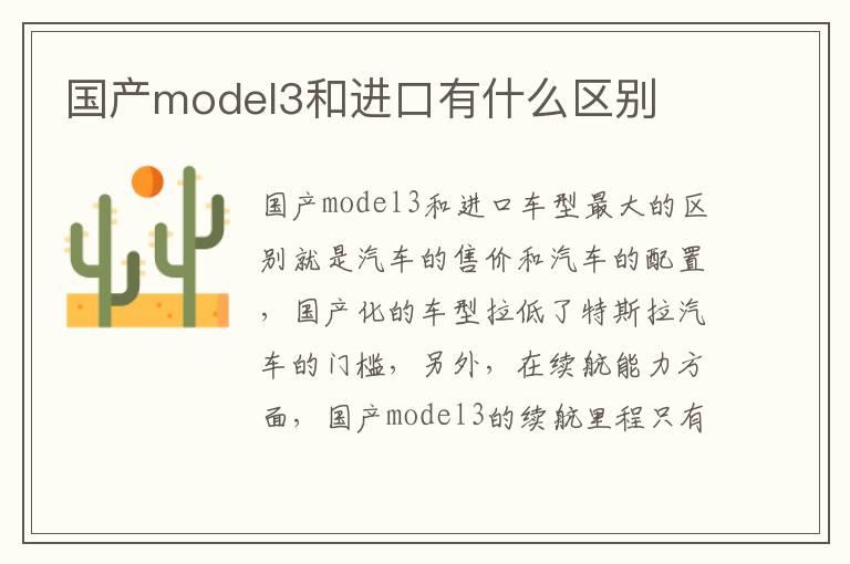 国产model3和进口有什么区别