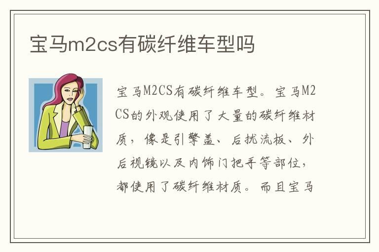 宝马m2cs有碳纤维车型吗