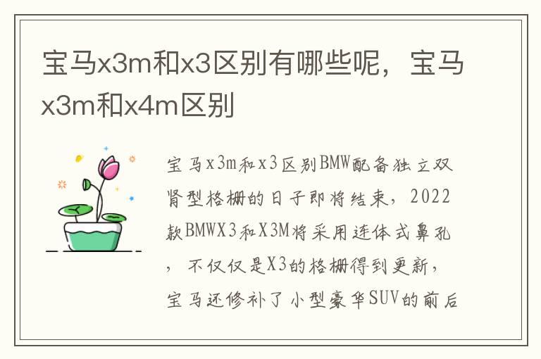 宝马x3m和x3区别有哪些呢，宝马x3m和x4m区别