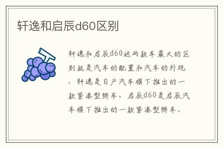 轩逸和启辰d60区别