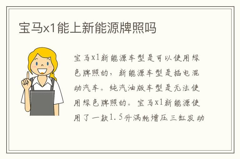 宝马x1能上新能源牌照吗