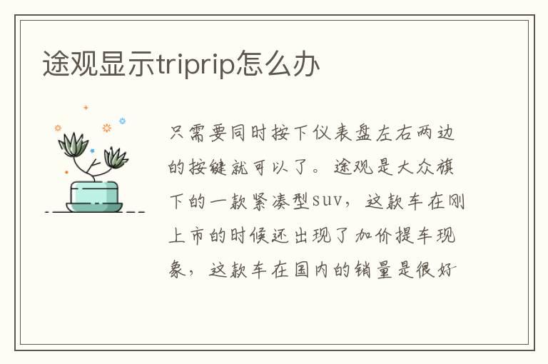 途观显示triprip怎么办