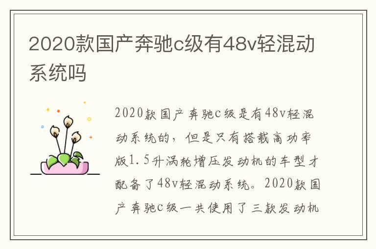 2020款国产奔驰c级有48v轻混动系统吗