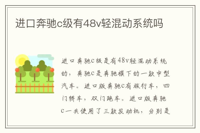 进口奔驰c级有48v轻混动系统吗