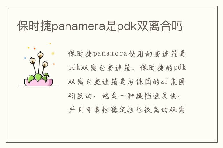 保时捷panamera是pdk双离合吗