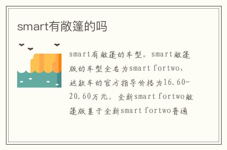 smart有敞篷的吗