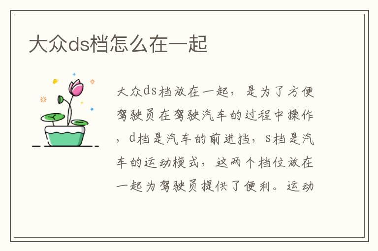 大众ds档怎么在一起