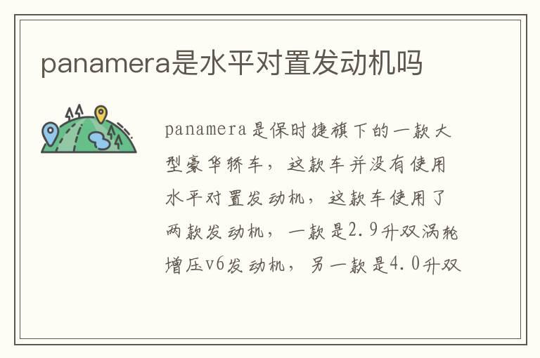 panamera是水平对置发动机吗