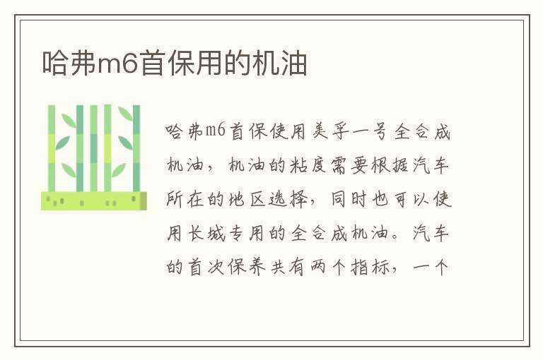 哈弗m6首保用的机油