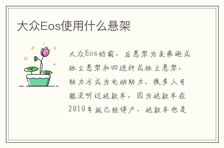 大众Eos使用什么悬架