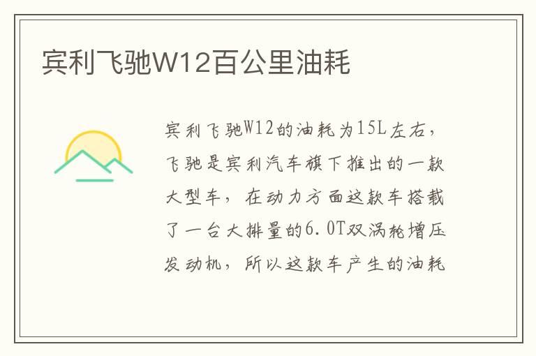 宾利飞驰W12百公里油耗