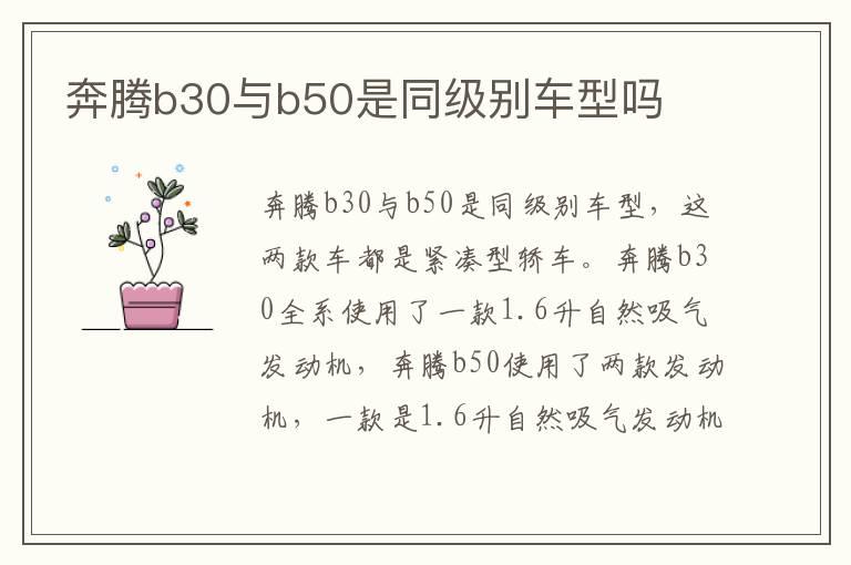 奔腾b30与b50是同级别车型吗