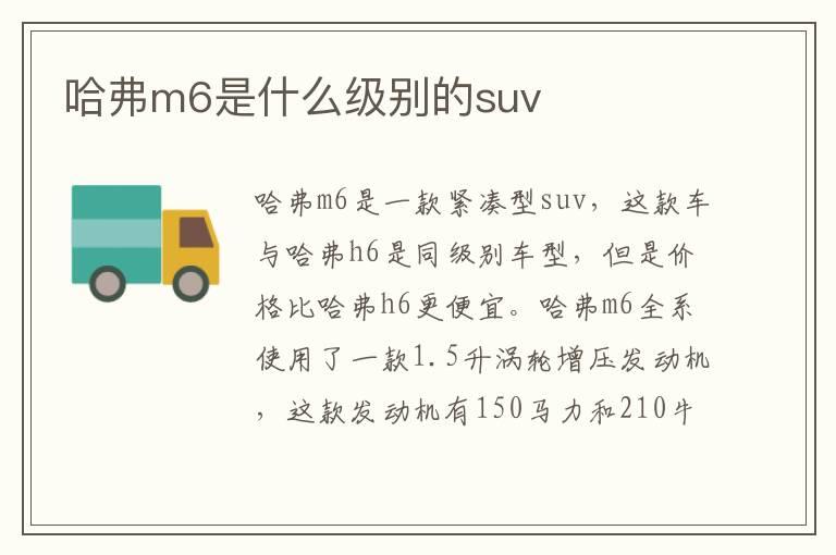 哈弗m6是什么级别的suv