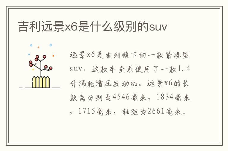 吉利远景x6是什么级别的suv