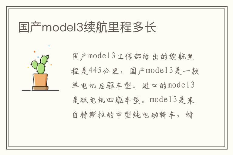 国产model3续航里程多长