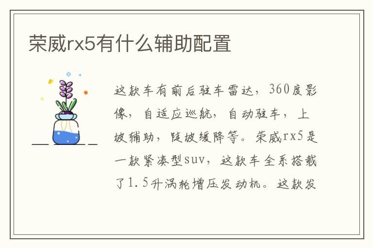 荣威rx5有什么辅助配置