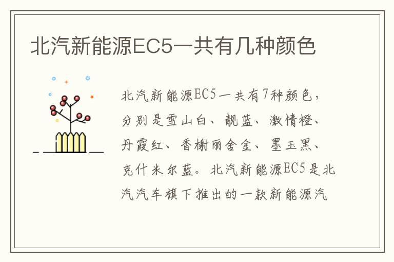 北汽新能源EC5一共有几种颜色