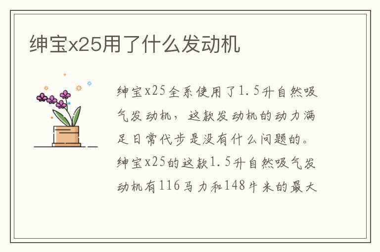 绅宝x25用了什么发动机