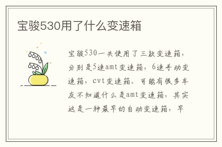 宝骏530用了什么变速箱