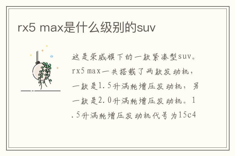 rx5 max是什么级别的suv