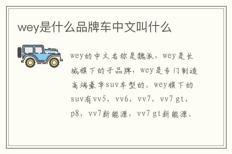 wey是什么品牌车中文叫什么