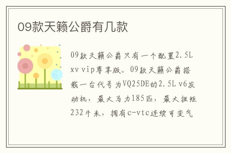 09款天籁公爵有几款