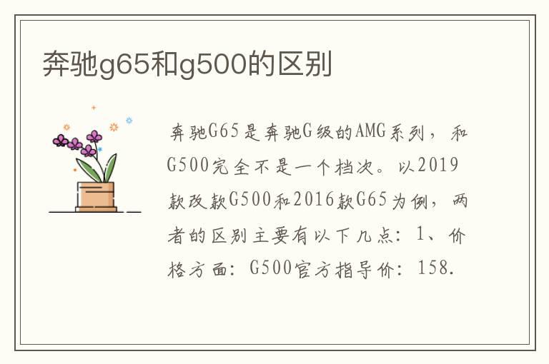 奔驰g65和g500的区别