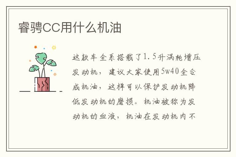 睿骋CC用什么机油