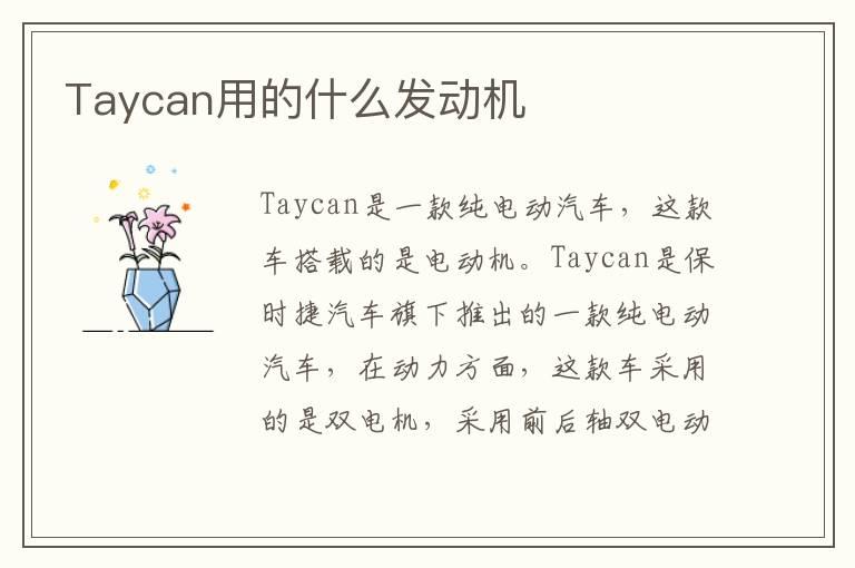 Taycan用的什么发动机