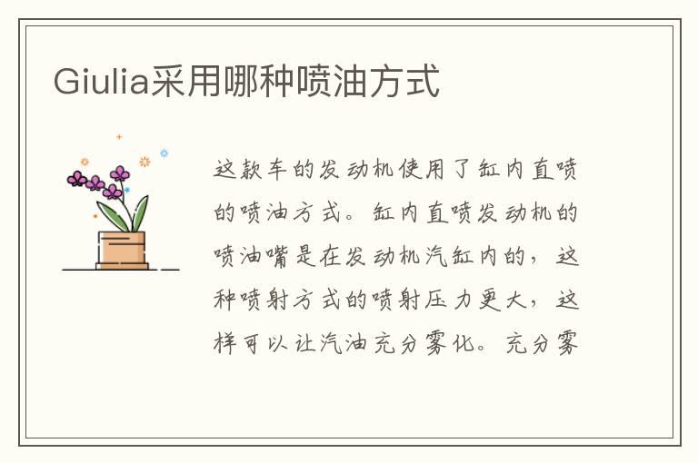 Giulia采用哪种喷油方式