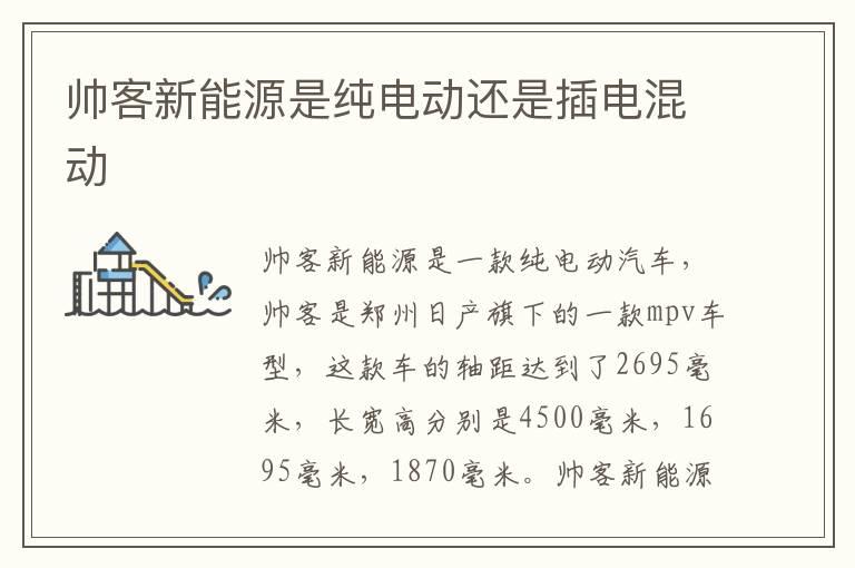 帅客新能源是纯电动还是插电混动