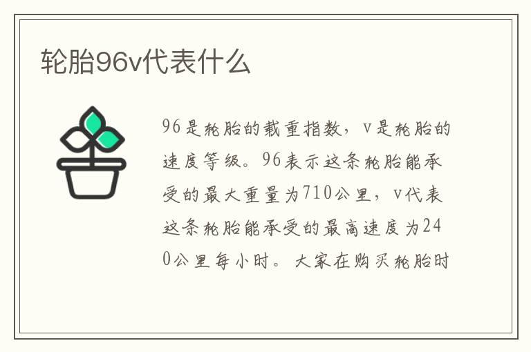 轮胎96v代表什么