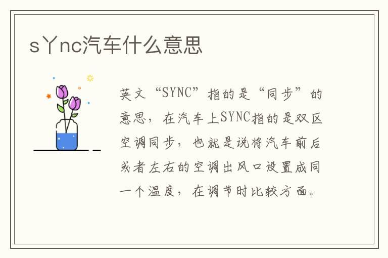 s丫nc汽车什么意思