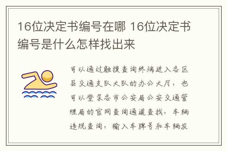 16位决定书编号在哪 16位决定书编号是什么怎样找出来