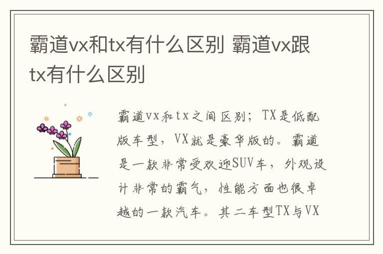 霸道vx和tx有什么区别 霸道vx跟tx有什么区别