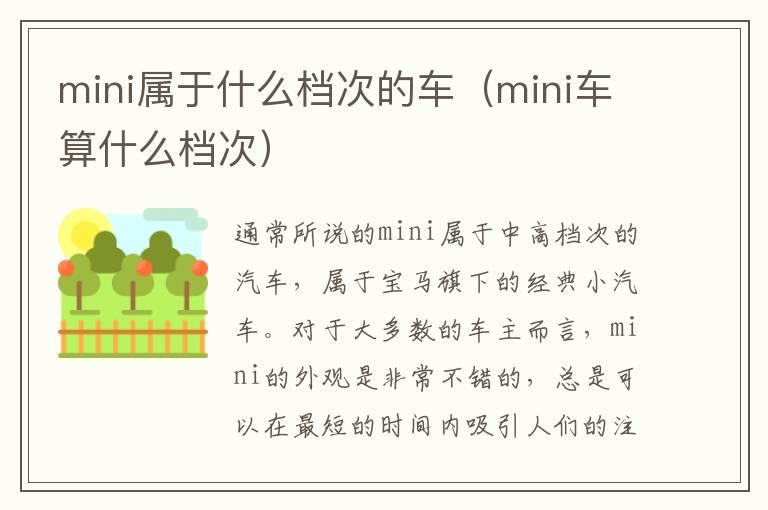 mini属于什么档次的车（mini车算什么档次）